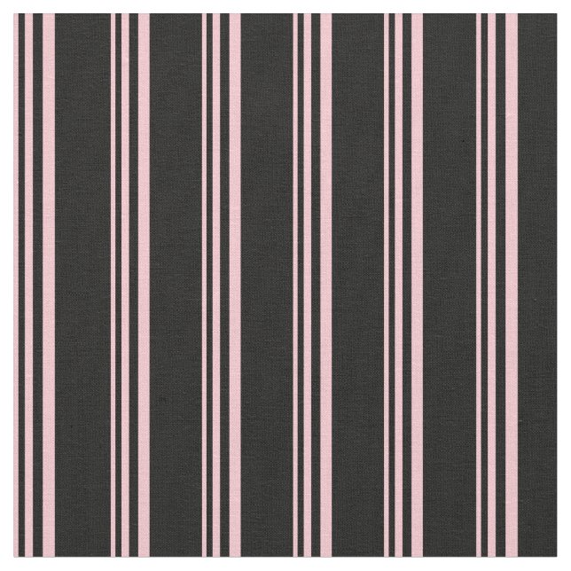 Pink & Black Lined/Striped Pattern Fabric (Close Up)