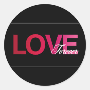 Pink Black Love Forever Wedding Stickers
