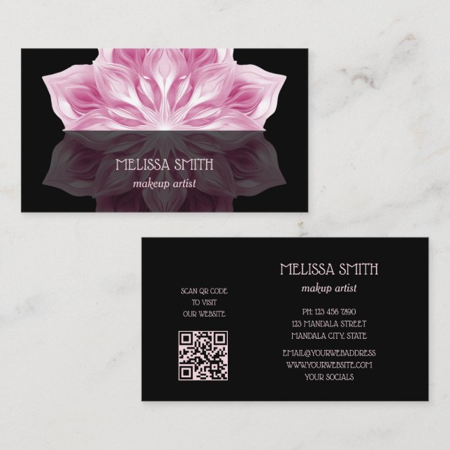 Pink Black  Mandala Business Card (Front/Back)