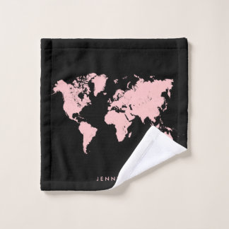 Pink & Black Map Bath Towel Set