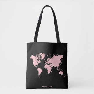 Pink & Black Map Tote Bag