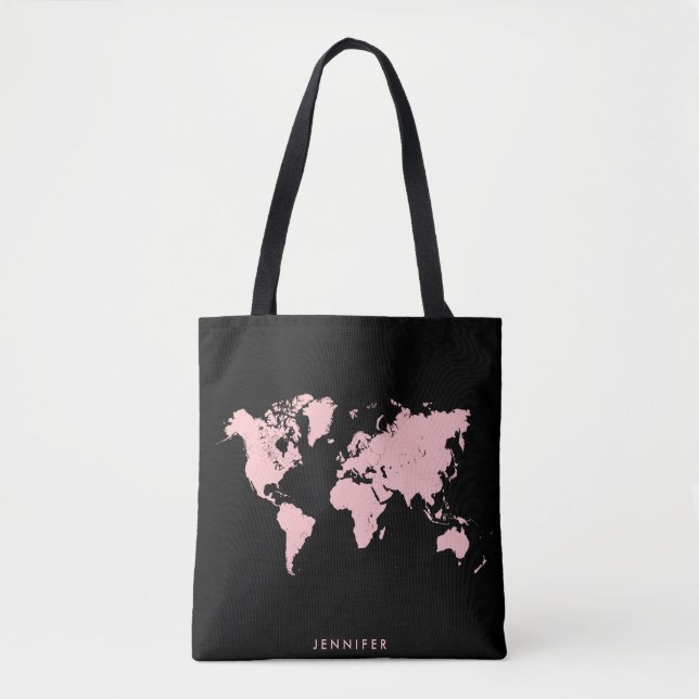 Pink & Black Map Tote Bag (Front)