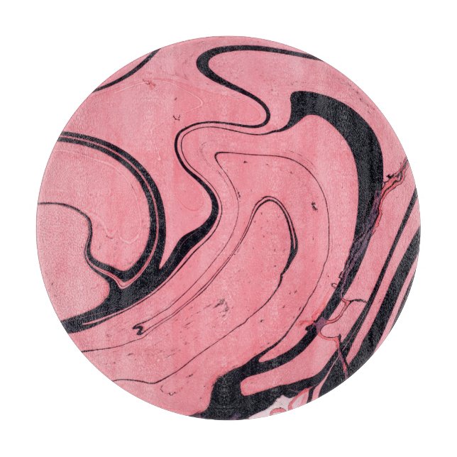 Pink Black Marble Hand Drawn Cutting Board (Front)