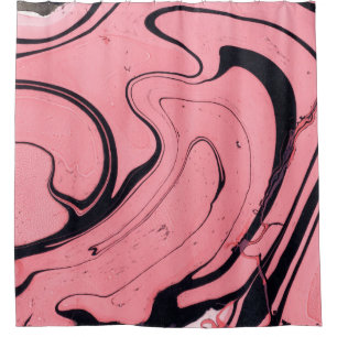 Pink Black Marble Hand Drawn Shower Curtain