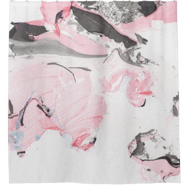 Pink Black Marble: Hand Drawn Shower Curtain (Front)