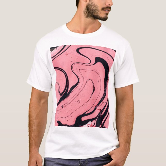 Pink Black Marble Hand Drawn T-Shirt (Front)