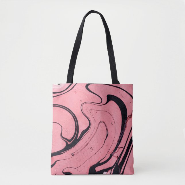 Pink Black Marble Hand Drawn Tote Bag (Front)