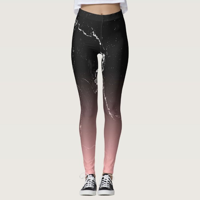 Pink & Black Marble Leggings (Front)