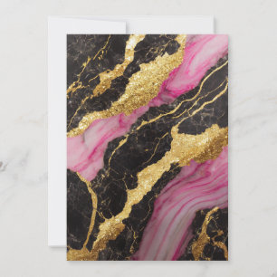 Pink Black Marble Pattern with Gold Invitation