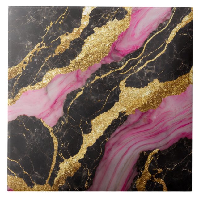 Pink Black Marble Pattern with Gold Tile (Front)