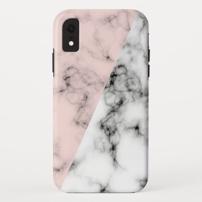 Pink/Black Marble Style iPhone XR Case (Back)