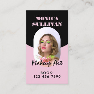 Pink black minimalist makeup business card