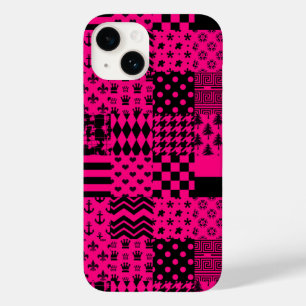 Pink Black Mixed Patterns Patchwork Design  Case-Mate iPhone 14 Case