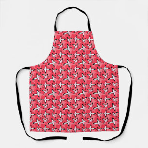 Pink black modern abstract flowers  apron