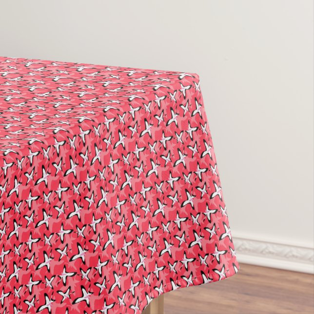 Pink black modern abstract flowers  tablecloth (In Situ)