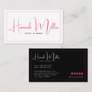 Pink & Black   Modern Elegant Minimalist Business Card