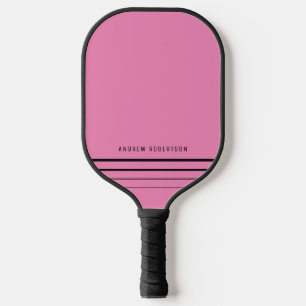 Pink & Black Modern Minimal Personalised Name Pickleball Paddle