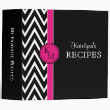 Pink & Black Monogram Recipe Binder