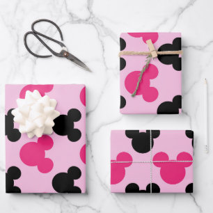 Pink & Black Mouse Ears     Wrapping Paper Sheet
