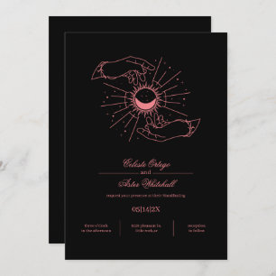 Pink & Black Mystical Hands Celestial Handfasting Invitation