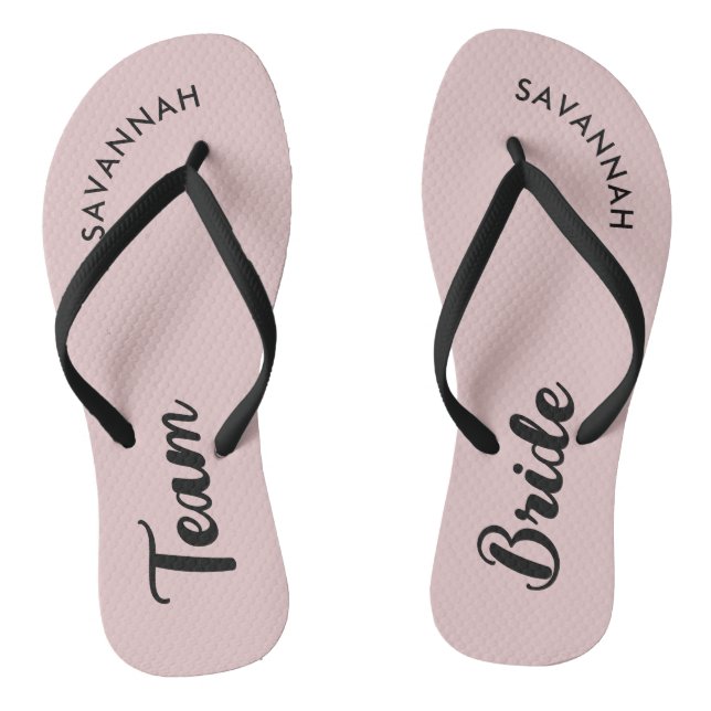 Pink Black Name Bride Bridal Party Bachelorette Flip Flops (Footbed)