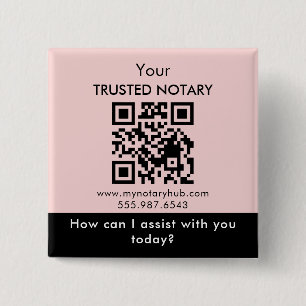 Pink Black Notary Branding with QR Code 15 Cm Square Badge