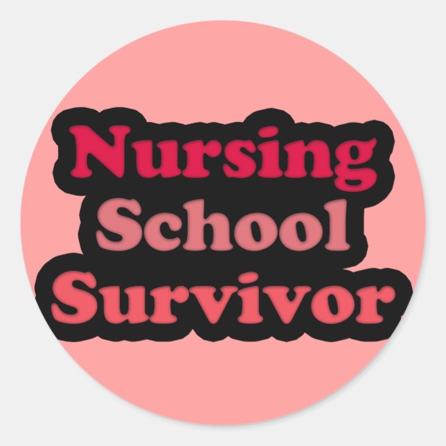 Pink Black Nursing School Survivor Classic Round Sticker (Front)