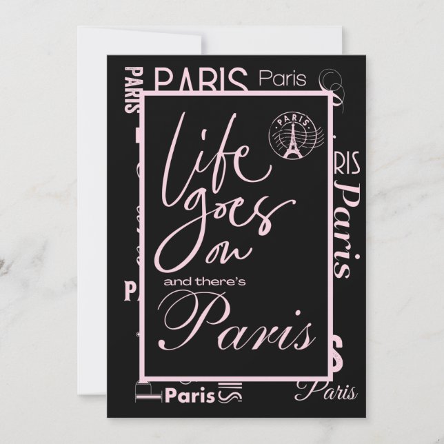 Pink, & black paris them announcement (Front)
