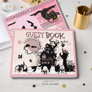 Pink Black Peek a Boo Halloween Baby Shower  Guest Book