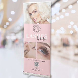 Pink Black Photo Logo Lash Business Retractable Banner