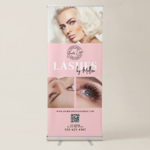 Pink Black Photo Logo Lash Business Retractable Banner
