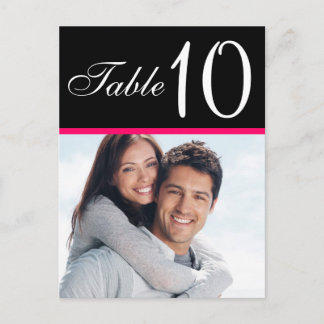 Pink Black Photo Wedding Table Number Cards