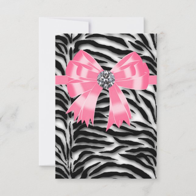 Pink Black Pink Zebra RSVP Template (Front)