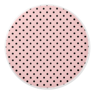 Pink black polka dot ceramic knob