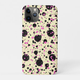 Pink & Black Polka Dot Glam Pattern iPhone 11 Pro Case