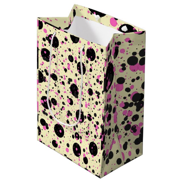 Pink & Black Polka Dot Glam Pattern Medium Gift Bag
