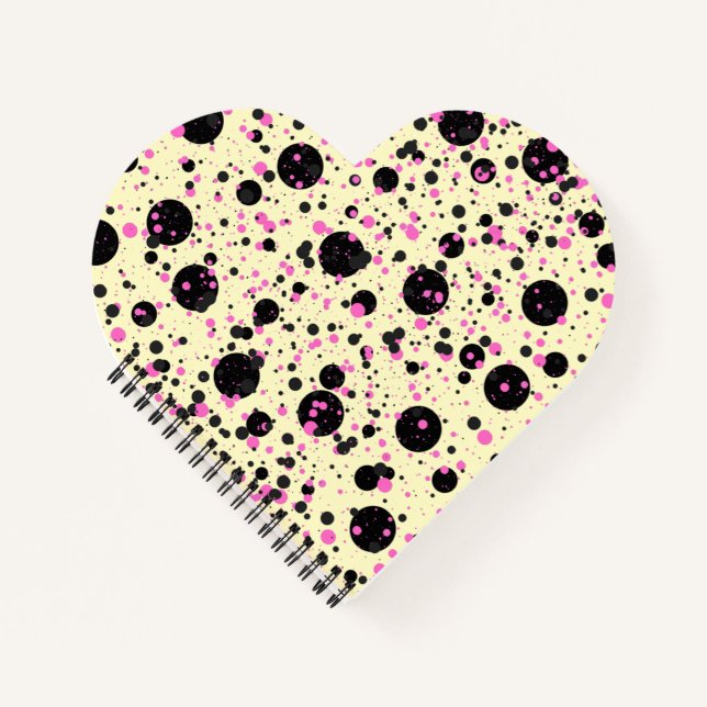 Pink & Black Polka Dot Glam Pattern Notebook (Front)
