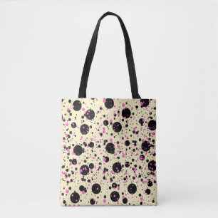 Pink & Black Polka Dot Glam Pattern Tote Bag