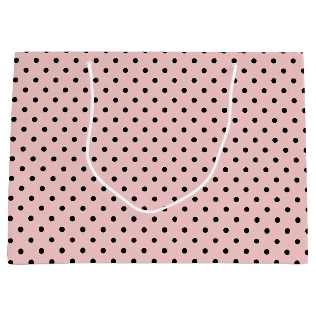 Pink black polka dot large gift bag (Front)