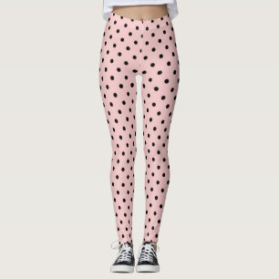 Pink black polka dot leggings