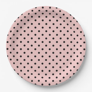 Pink black polka dot paper plate