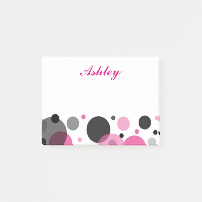 Pink Black Polka Dot Post-it Notes (Front)