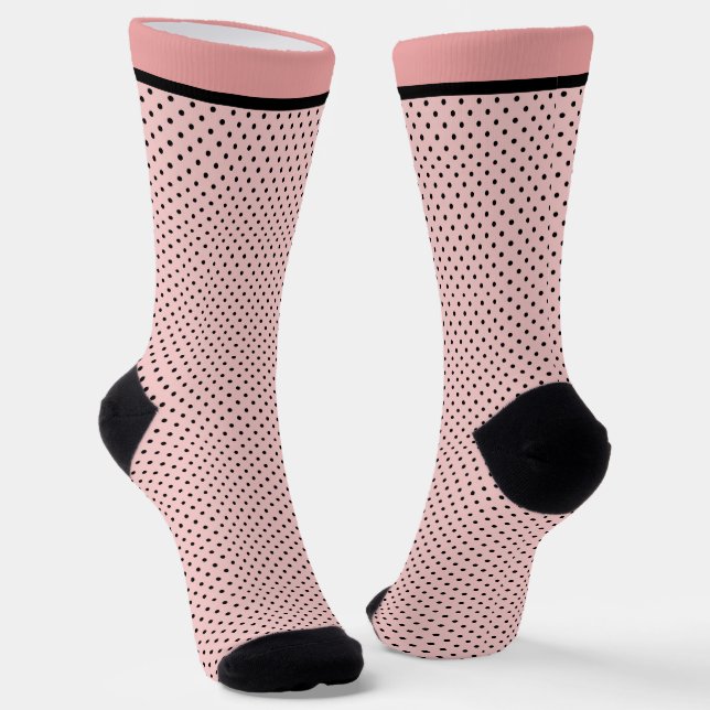 Pink black polka dot socks (Angled)