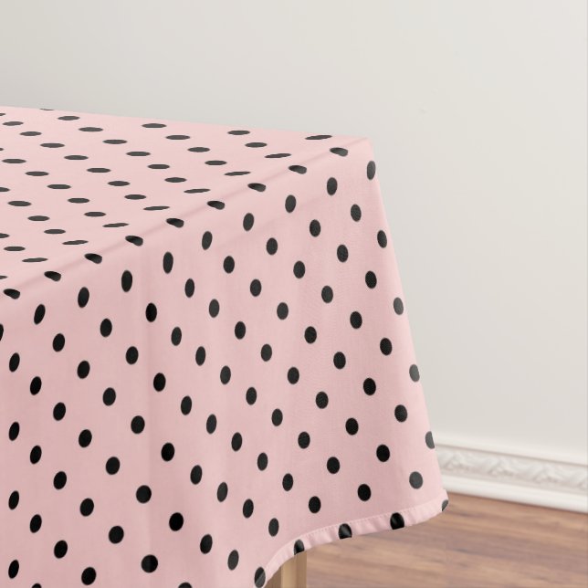 Pink black polka dot tablecloth (In Situ)