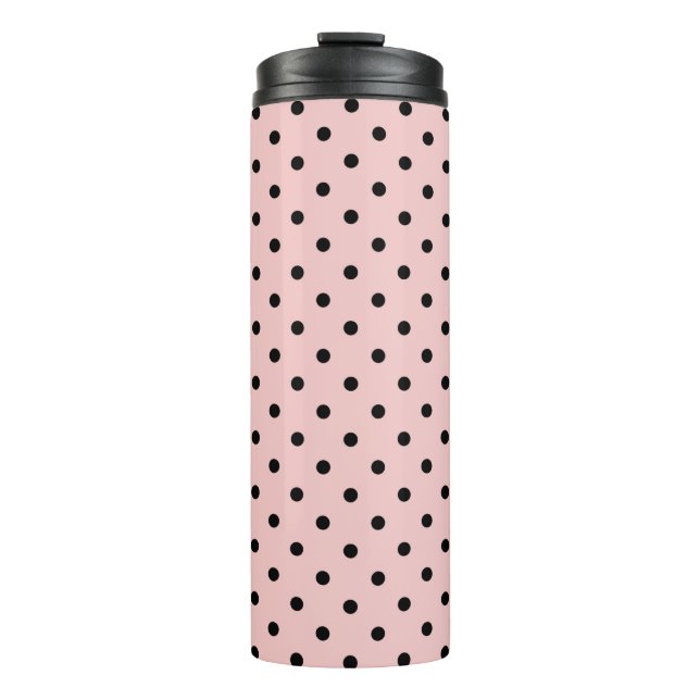 Pink black polka dot thermal tumbler (Front)