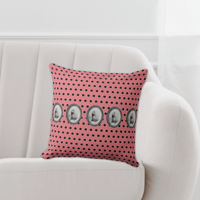 Pink Black Polka Dots Fun Unique Wild West Buffalo Cushion (Creator Uploaded)