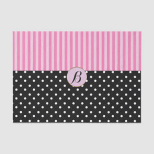 Pink Black Polka Dots Stripes Modern Paris Chic Tissue Paper