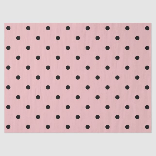 Pink & Black Polka Dots Tissue Paper (Front)
