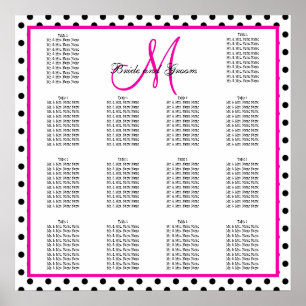 Pink Black Polka Dots Wedding Seating Chart