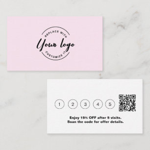 Pink Black Professional Business QR Code Offer Loyalty Card